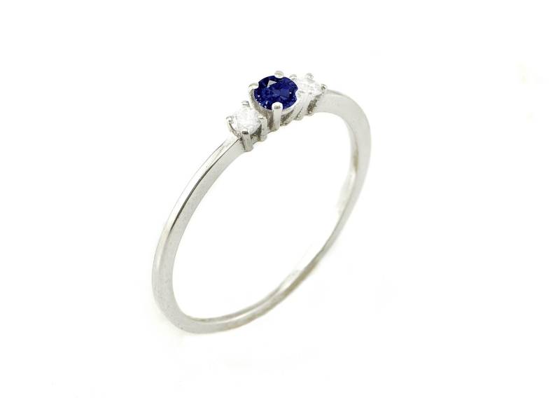 Saphir Und Diamant 14K Weißgold Verlobungsring von nuritdesignjewelry