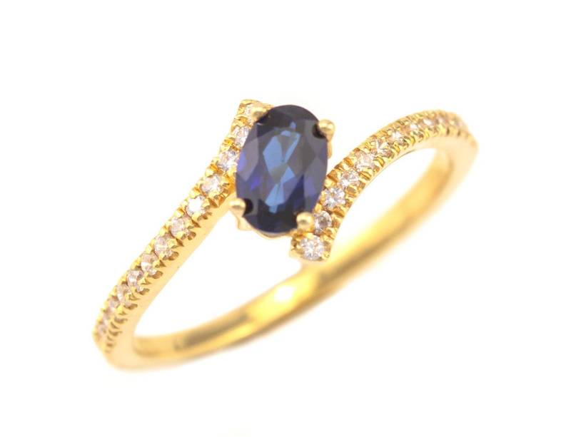Saphir Verlobungsring, 14K Gold Diamond Wave Ring, Handgefertigt von nuritdesignjewelry