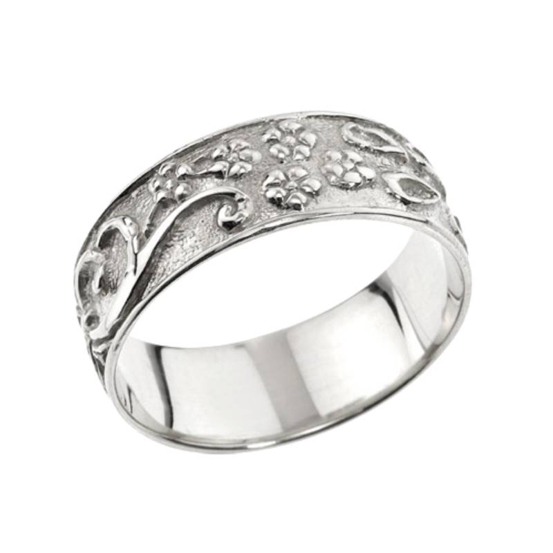 Silber Blumen Ring Für Sie, Gravierte Blütenblätter Design-Frauenring von nuritdesignjewelry