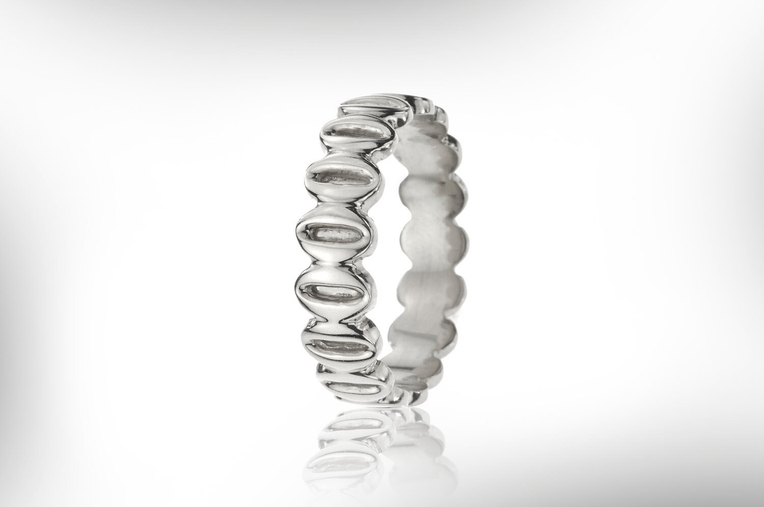 Handgefertigter Sterling Silber Herrenring, Gemustertes Band, Geschenk Für Ihn von nuritdesignjewelry