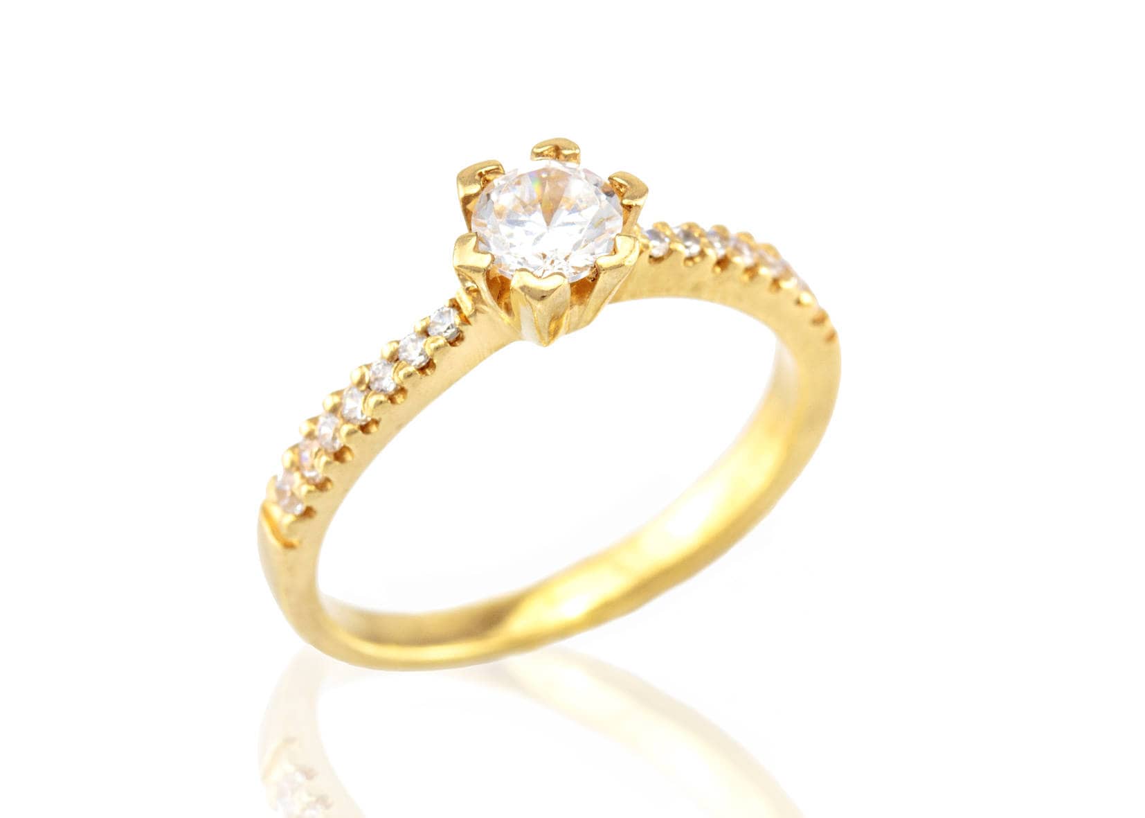 Vintage 14K Gold Solitaire Diamant Verlobungsring, Handgefertigt von nuritdesignjewelry