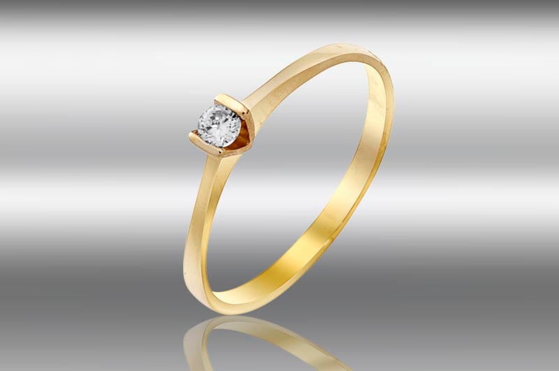 Solitaire Diamant 14K Gold-Verlobungsring, Zarter Versprechensring von nuritdesignjewelry