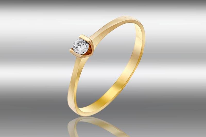 Solitaire Diamant 14K Gold-Verlobungsring, Zarter Versprechensring von nuritdesignjewelry