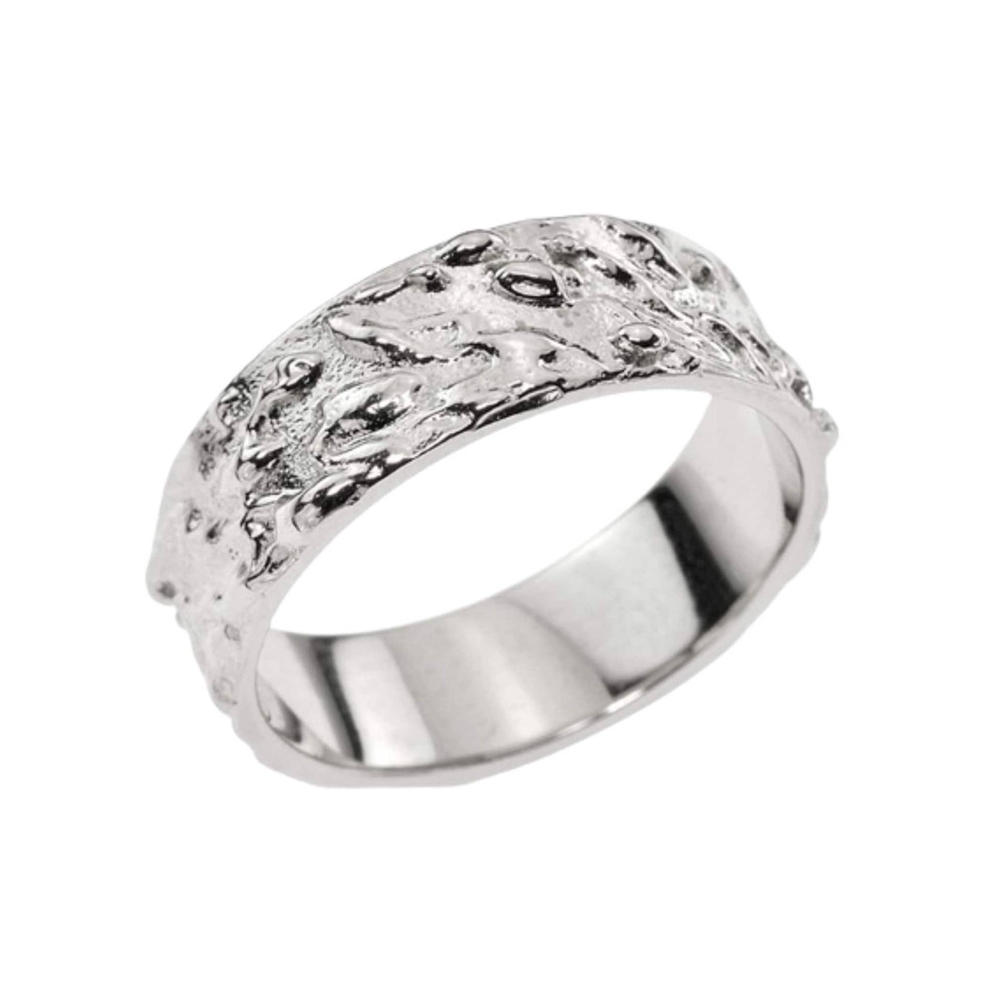 Strukturierte Sterling Silber Herrenring, Rustikale Baumrinde Ehering, 6 Mm von nuritdesignjewelry