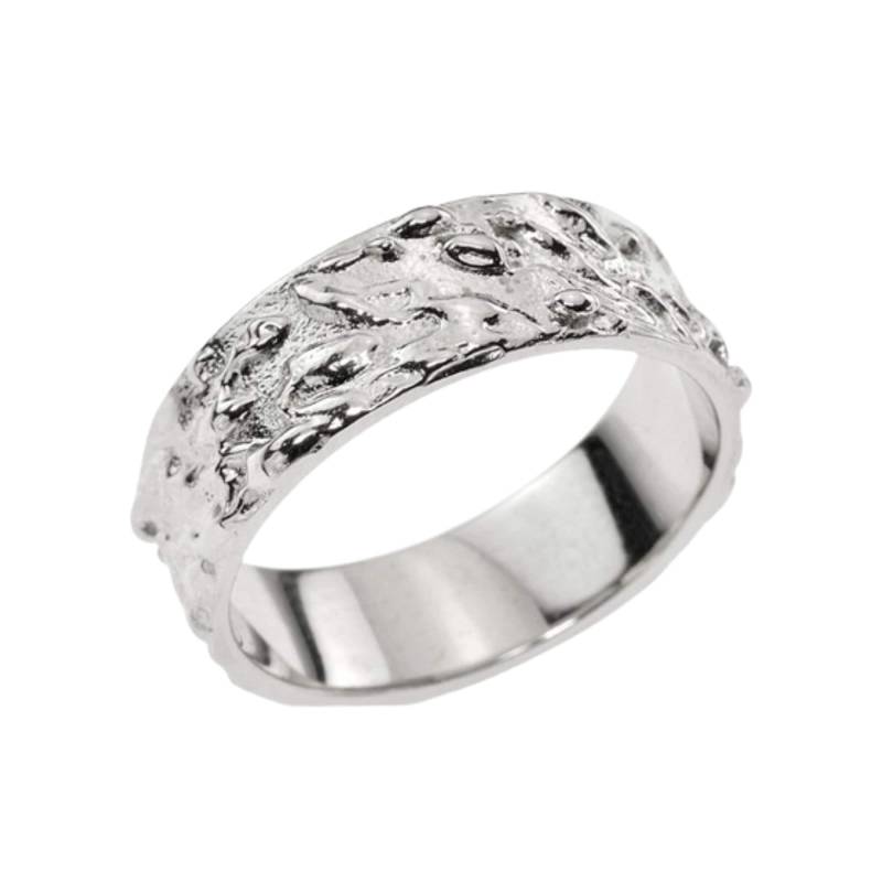 Strukturierte Sterling Silber Herrenring, Rustikale Baumrinde Ehering, 6 Mm von nuritdesignjewelry