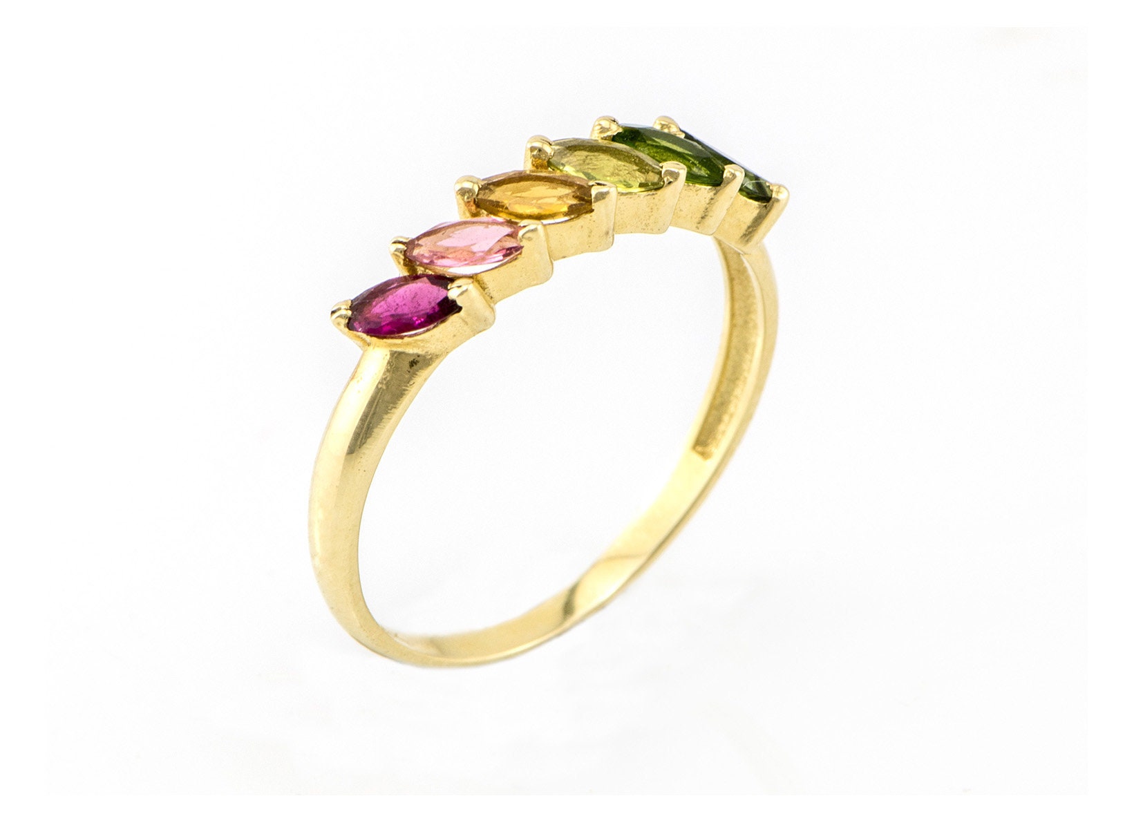 Turmalin Ehering, 14K 18K Gold Multi Ring, Brautring, Hochzeit Stapelringe Set von nuritdesignjewelry