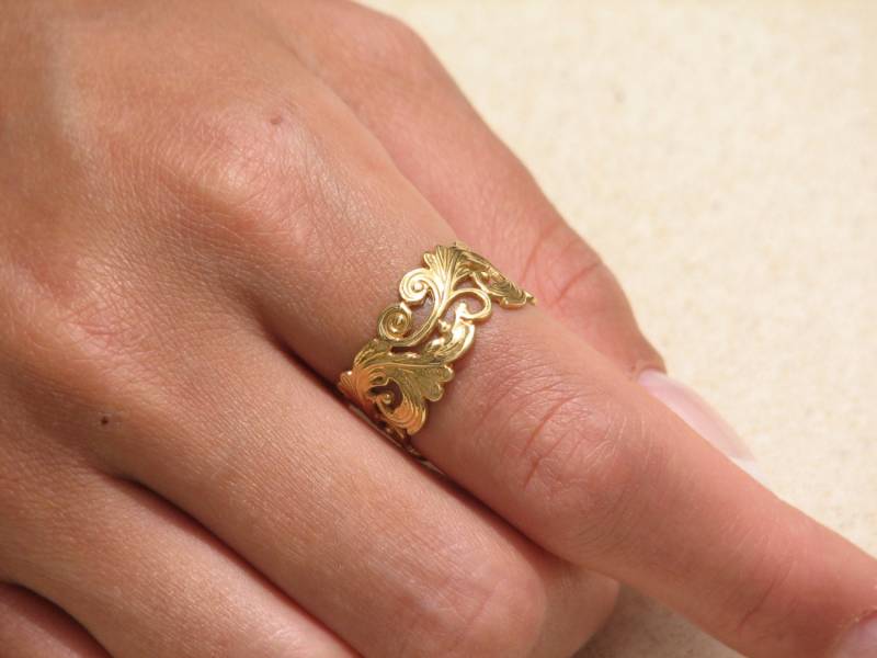 Unikat Ehering, Vintage Frauen Gold Band von nuritdesignjewelry
