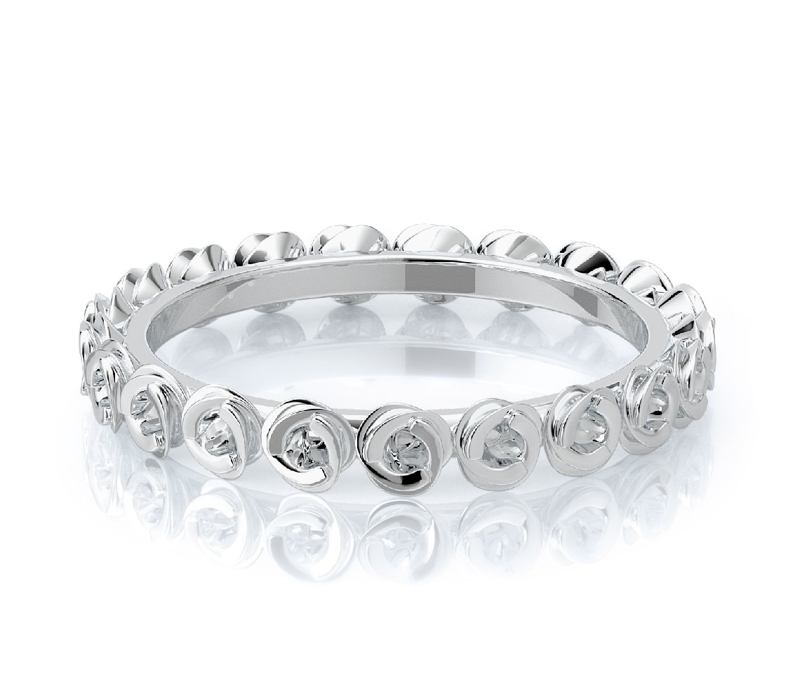 Unikat Hochzeitsband Damen, 14K Oder 18K Weißgold Ehering, Blumen Brautring, Eternty Wedding Band Für Frauen. Einzigartiger von nuritdesignjewelry