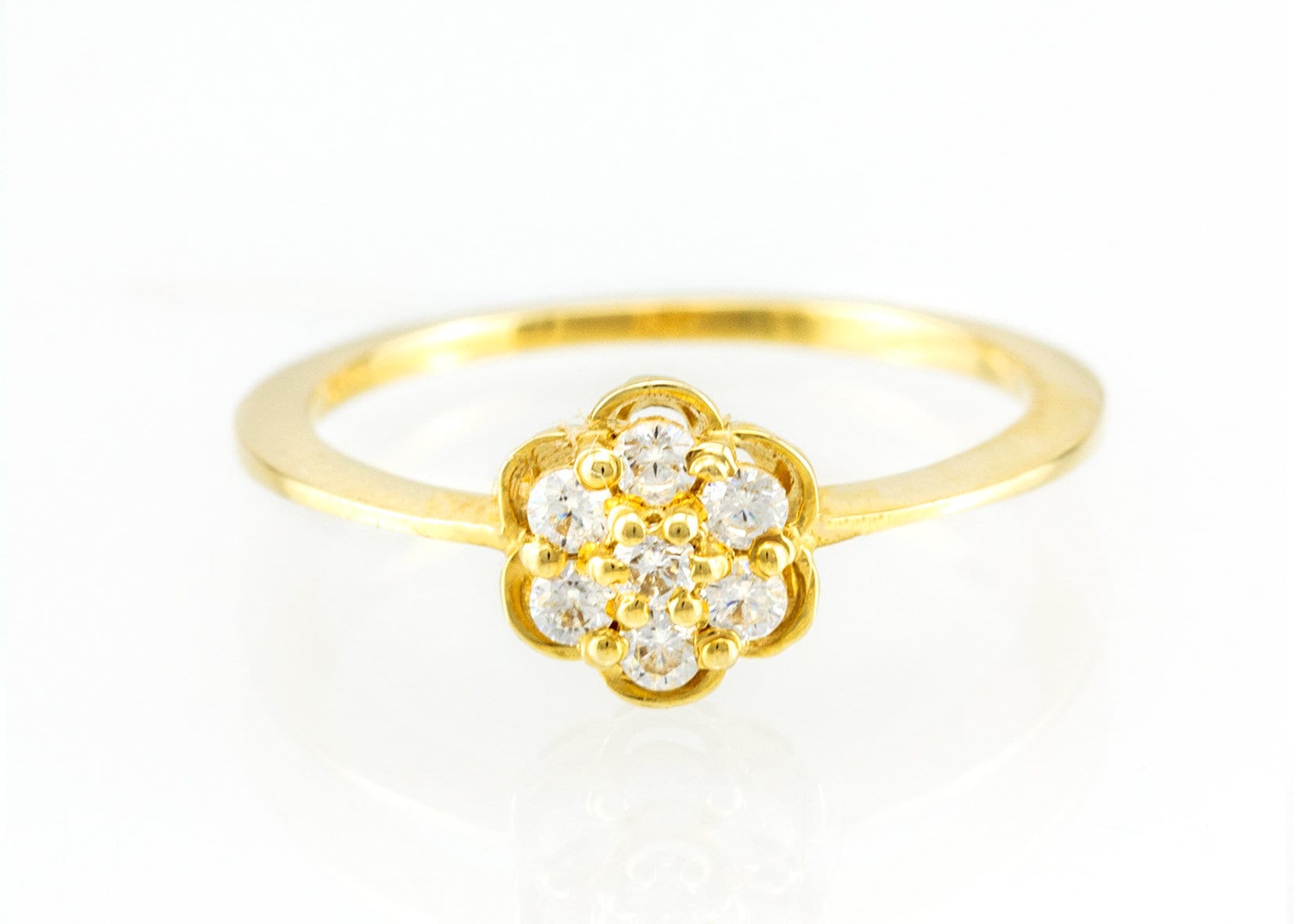 Vintage 14K Gold Diamant Blumen Verlobungsring, Jubiläumsgeschenk von nuritdesignjewelry