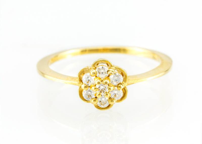 Vintage 14K Gold Diamant Blumen Verlobungsring, Jubiläumsgeschenk von nuritdesignjewelry