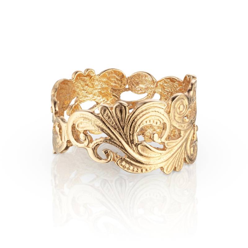 Vintage Ehering Frauen, Jugendstil 14K 18K Gold Braut Ehering, Unikat Jubiläumsring von nuritdesignjewelry