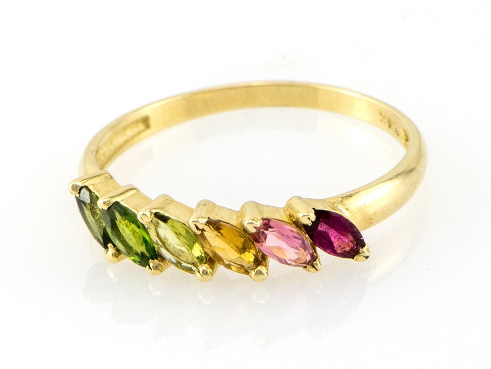 Vintage 9K Gold Turmalin Ring, Multistone Jahrestag Schmuck von nuritdesignjewelry