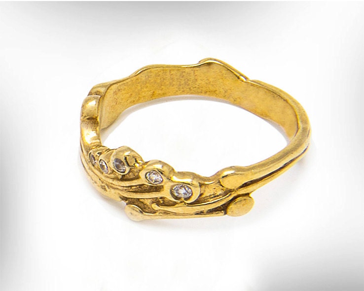 Handgemachter 14K Golddiamant-Vintage Ring, Versprechensring von nuritdesignjewelry