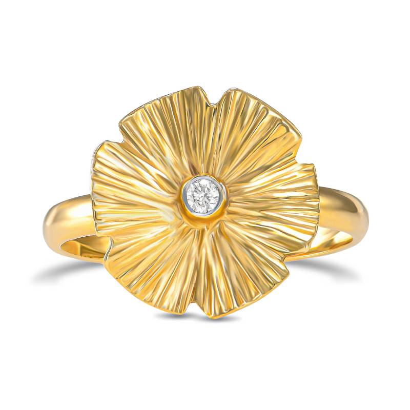 Vintage Style 9K Gelbgold Blume Verlobungsring, Diamant Versprechen Ring von nuritdesignjewelry