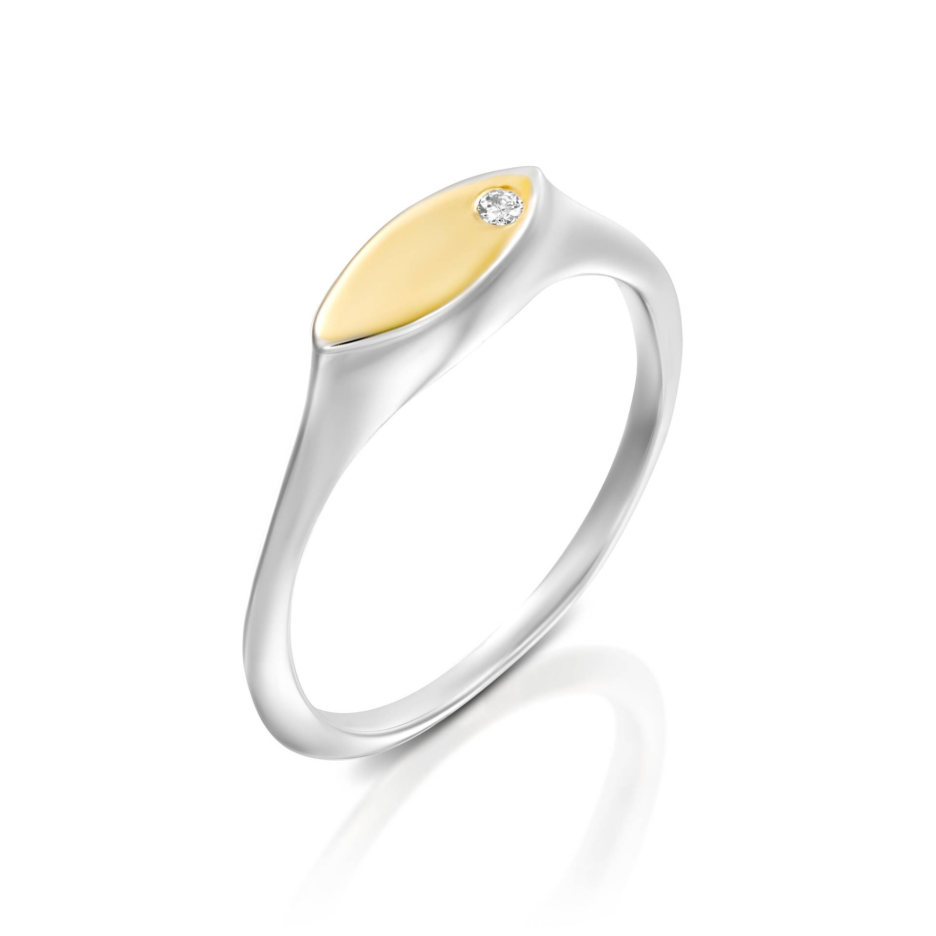Zarter Diamant-Verlobungsring, 14K Weiß Und 22K Gold-Brautring von nuritdesignjewelry