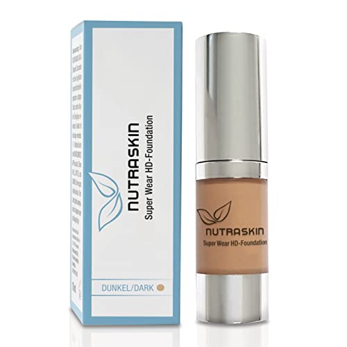 Nutraskin Super Wear HD Foundation dark – Liquid Foundation I Make Up Foundation flüssig für einen strahlenden Teint I Langanhaltes und wasserfestes Primer Make Up I Made in Germany I 15ml von nutraCOSMETIC