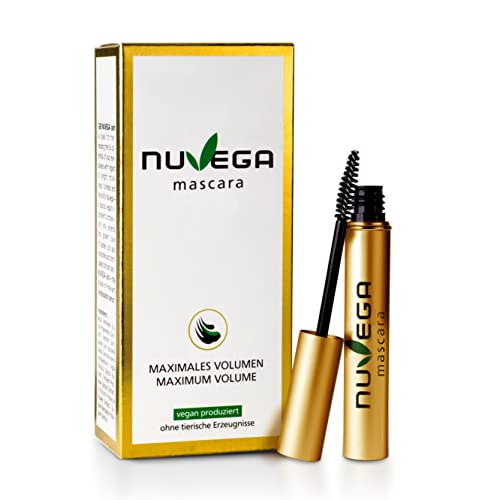 Nuvega Mascara Vegane Wimperntusche schmier- und wischfest ohne tierische Produkte, Made in Germany, für voluminöse, lange Wimpern, pflegende Wimperntusche mit Hyaluronsäure, 5ml von nutraCOSMETIC