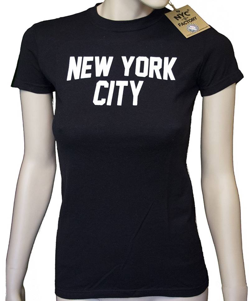 Damen New York City T-Shirt Schwarz Weiß Nyc von nycfactory