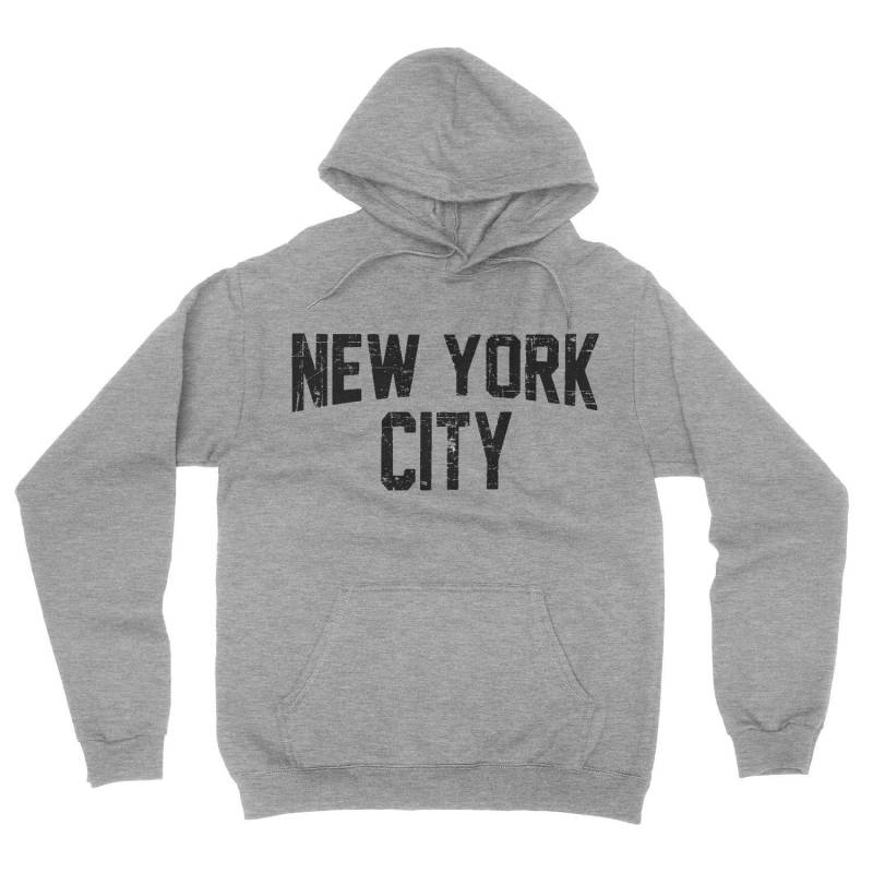 New York City Hoodie Herrenhemd Grau Distressed Siebdruck-Sweatshirt von nycfactory