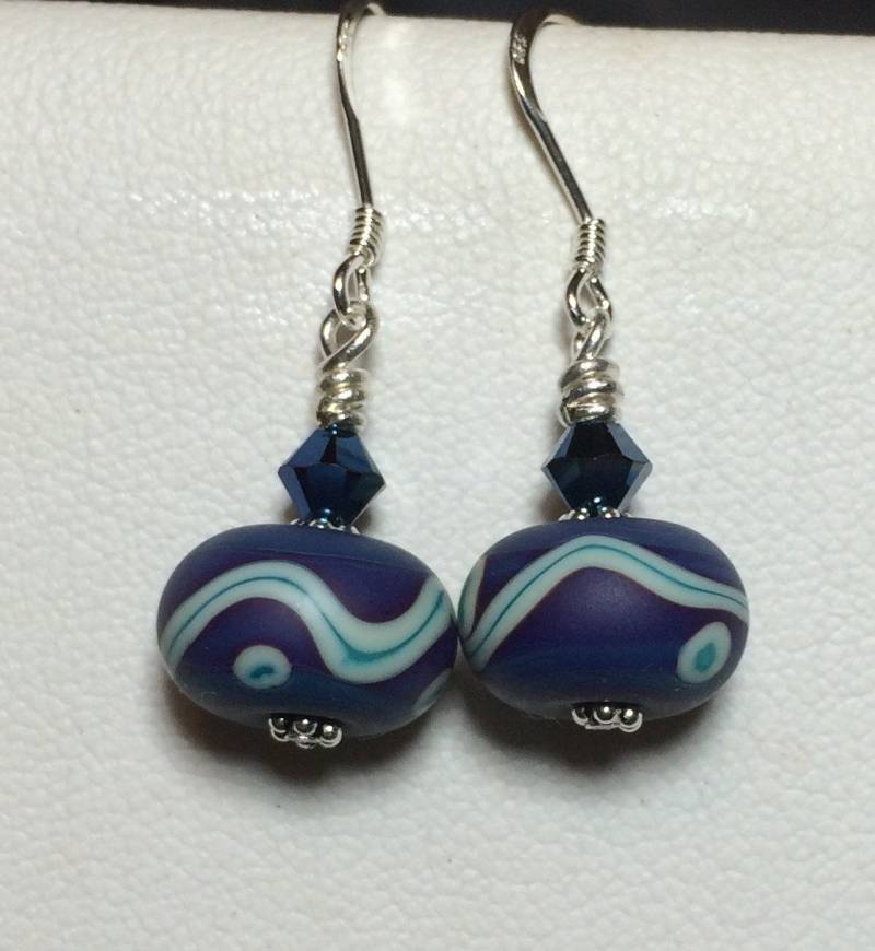 Lampwork Handgemachte Ohrringe Marine Blau Schmuck Lampwork Handgemachte Ohrringe Marine Blau Schmuck von nycfashionconnection