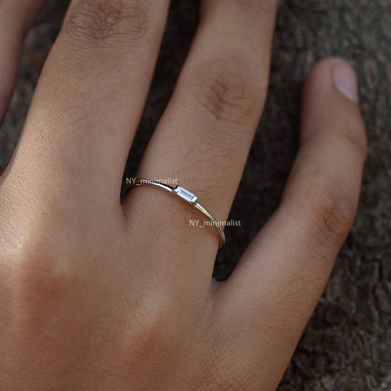 14K Gelbgold Baguette Diamant Ring Handgemachter Edler Schmuck von nyminimalist