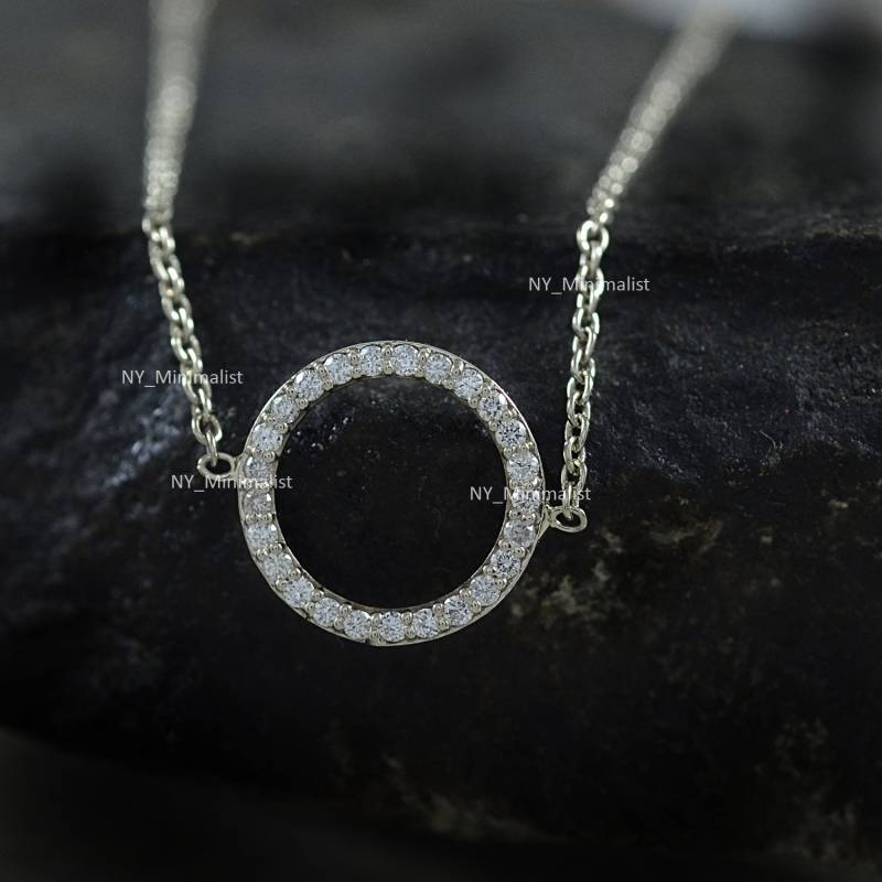 14K Gelbgold Diamant Kreis Armband Handgemachter Offener Anhänger von nyminimalist