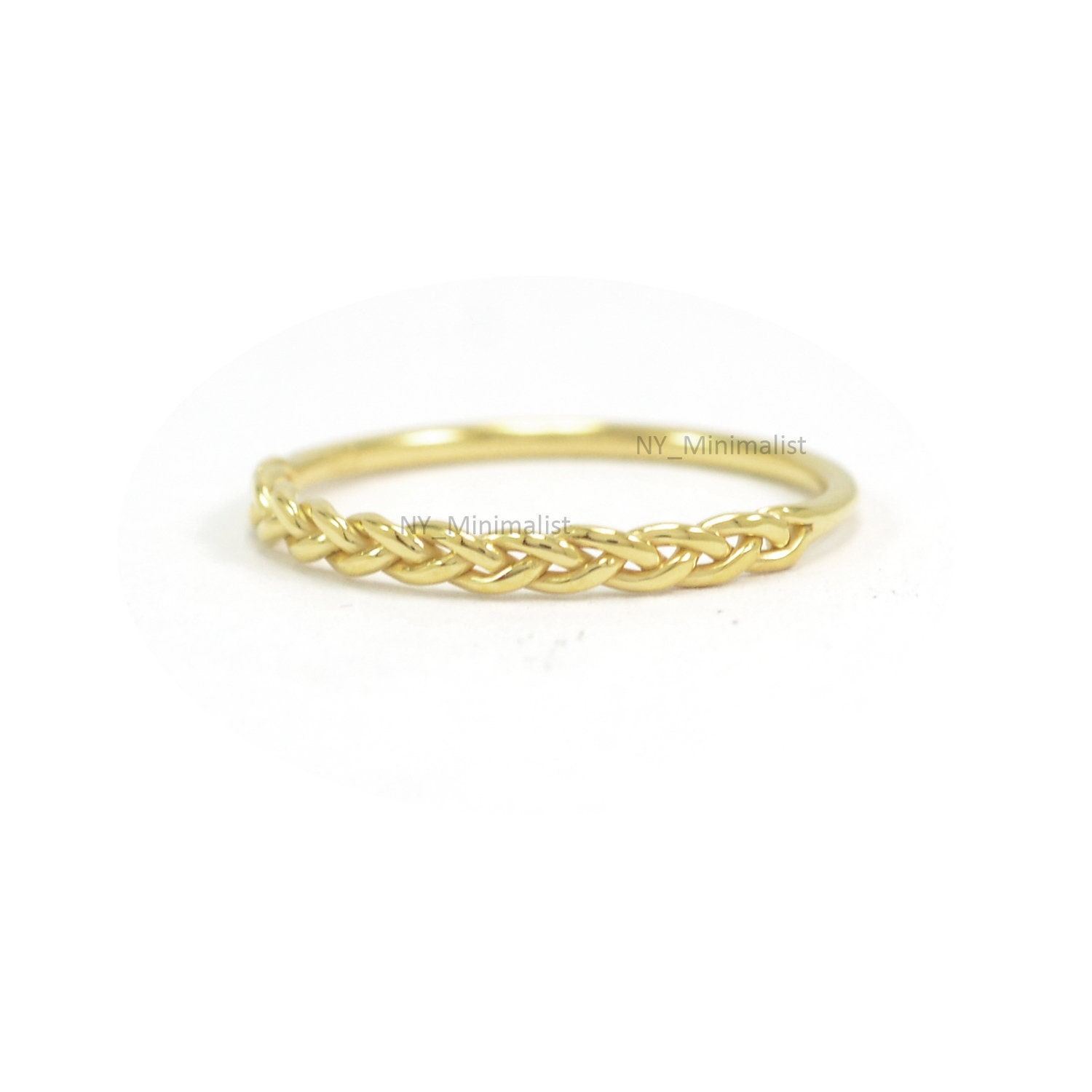 14K Gold Geflochtener Ring Halbe Eternity Twisted Stacking Ring von nyminimalist