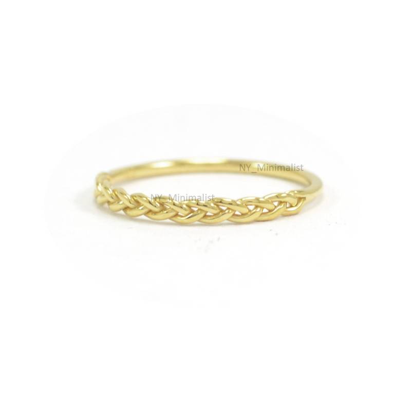 14K Gold Geflochtener Ring Halbe Eternity Twisted Stacking Ring von nyminimalist
