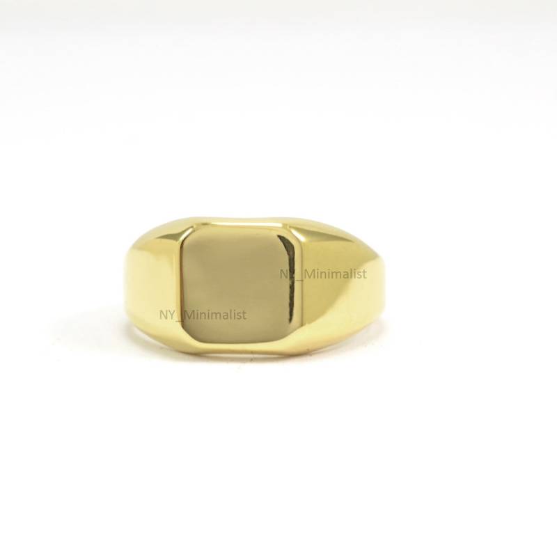 14K Gold Quadrat Siegelring - Chunky Dome Statement Ring von nyminimalist