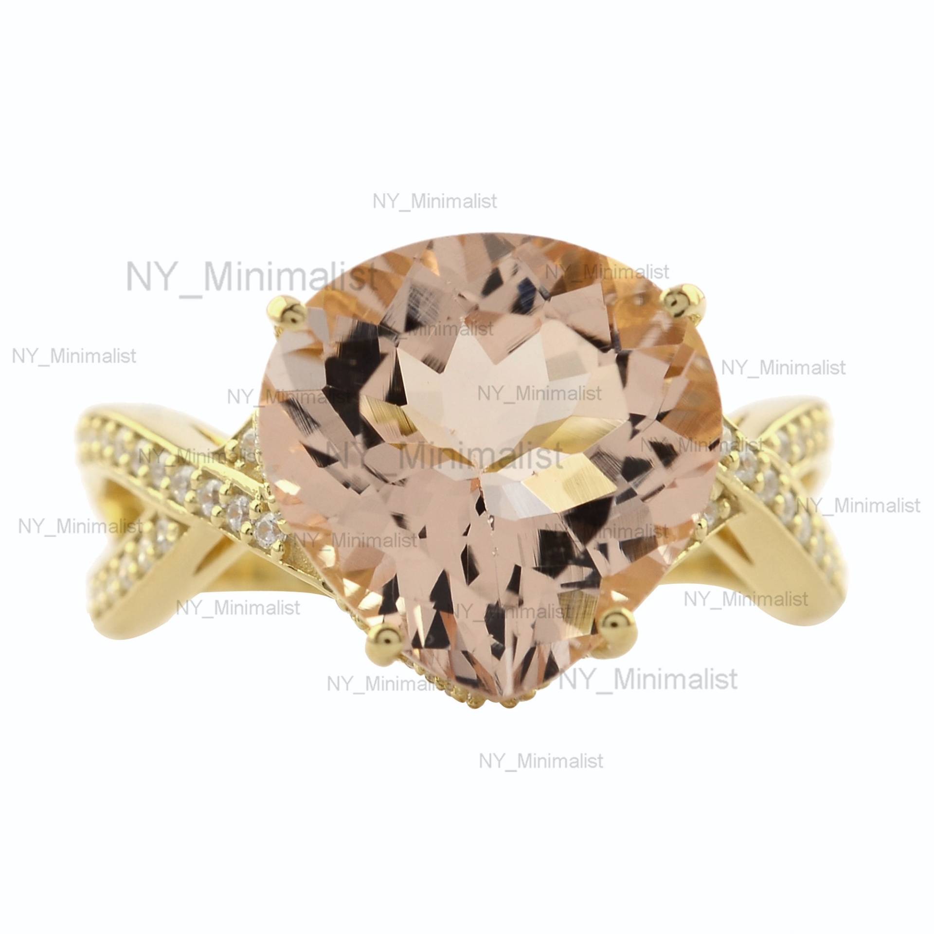 Echter Morganit Edelstein Pave Diamant Solid 14K Gelbgold Twisted Bandring Handgemachter Solitär Ring Geschenk Für Ihren Schmuck Echter Morganit Edelstein Pave Diamant Solid 14K Gelbgold Twisted Bandring Handgemachter Solitär Ring Geschenk Für Ihren Schmuck von nyminimalist