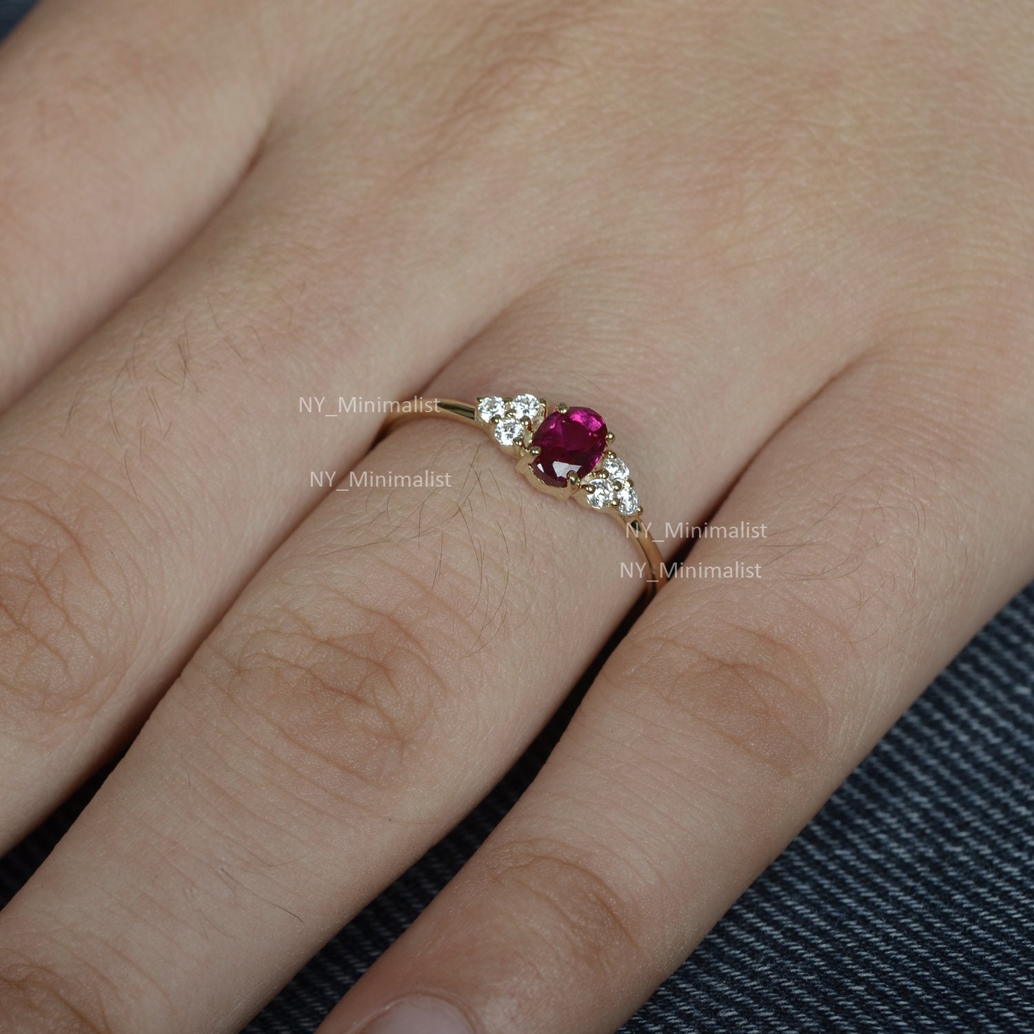 Handgefertigter 14K Gold Rubin Und Diamant Ring Feiner Hochzeitsschmuck von nyminimalist