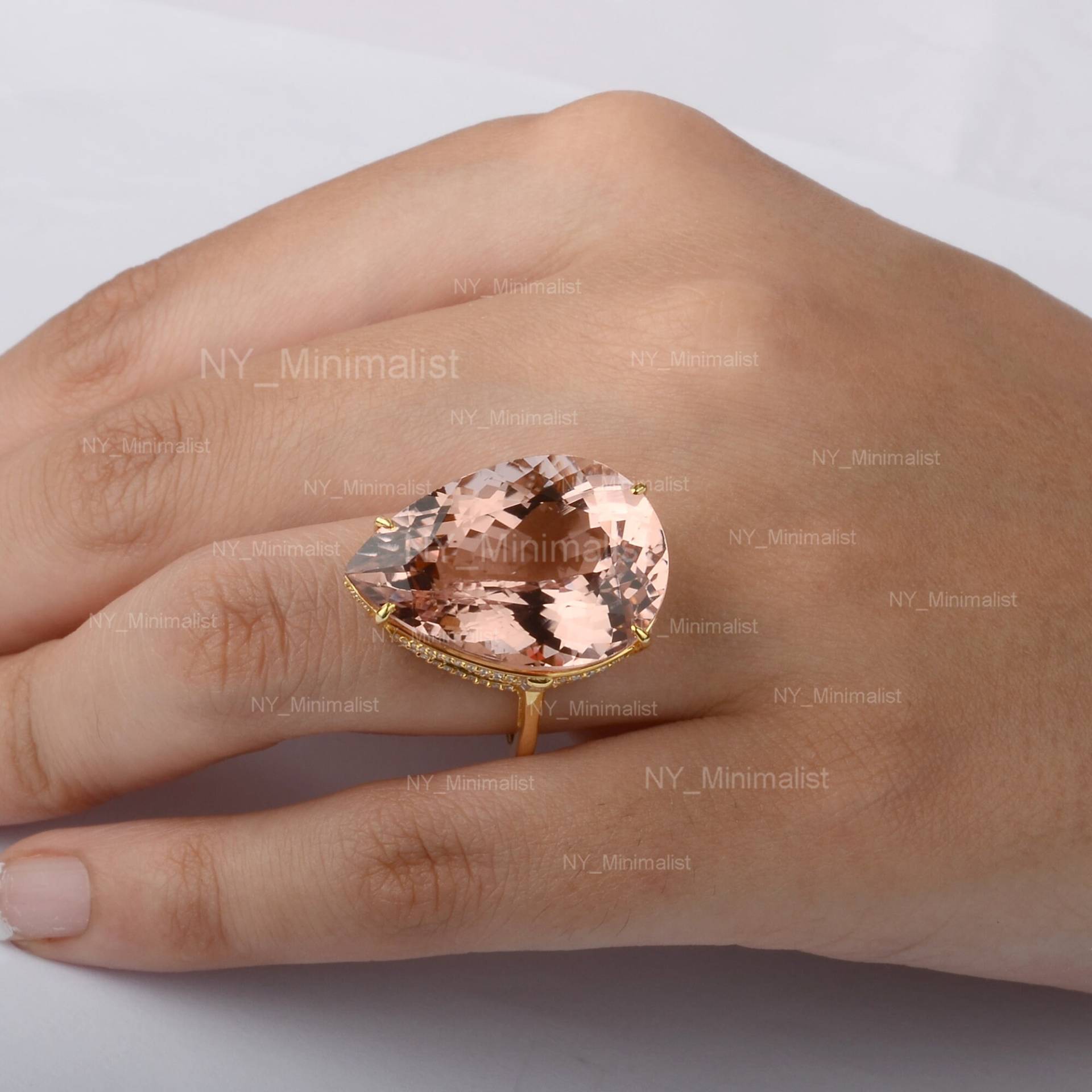 Natürliche Birnenform Pfirsich Morganit Echter Edelstein Diamant Solitär Ring Solid 14K Gelbgold Zertifiziert Schmuck Verlobungsring Natürliche Birnenform Pfirsich Morganit Echter Edelstein Diamant Solitär Ring Solid 14K Gelbgold Zertifiziert Schmuck Verlobungsring von nyminimalist