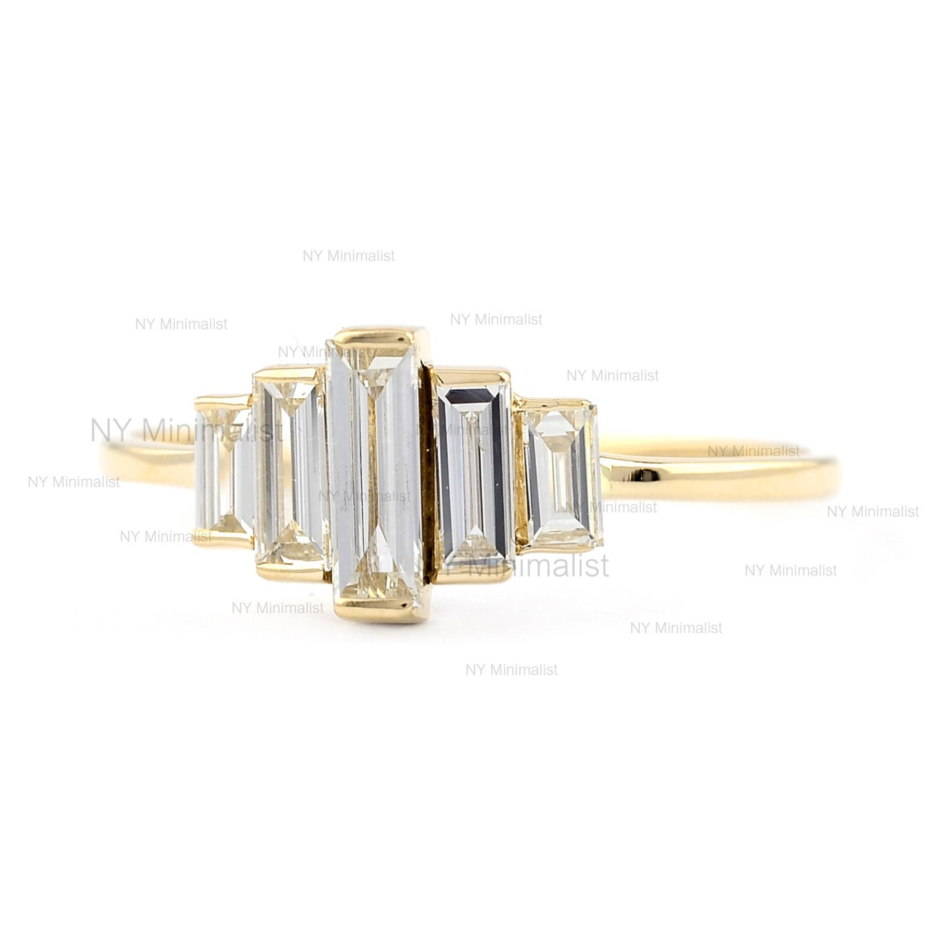 Natürliche Zertifizierte Si Klarheit G-H Farbe Baguette Diamant Ehering Bandring Aus 18K Gelb/Rose Weißgold Feiner Verlobungsring von nyminimalist