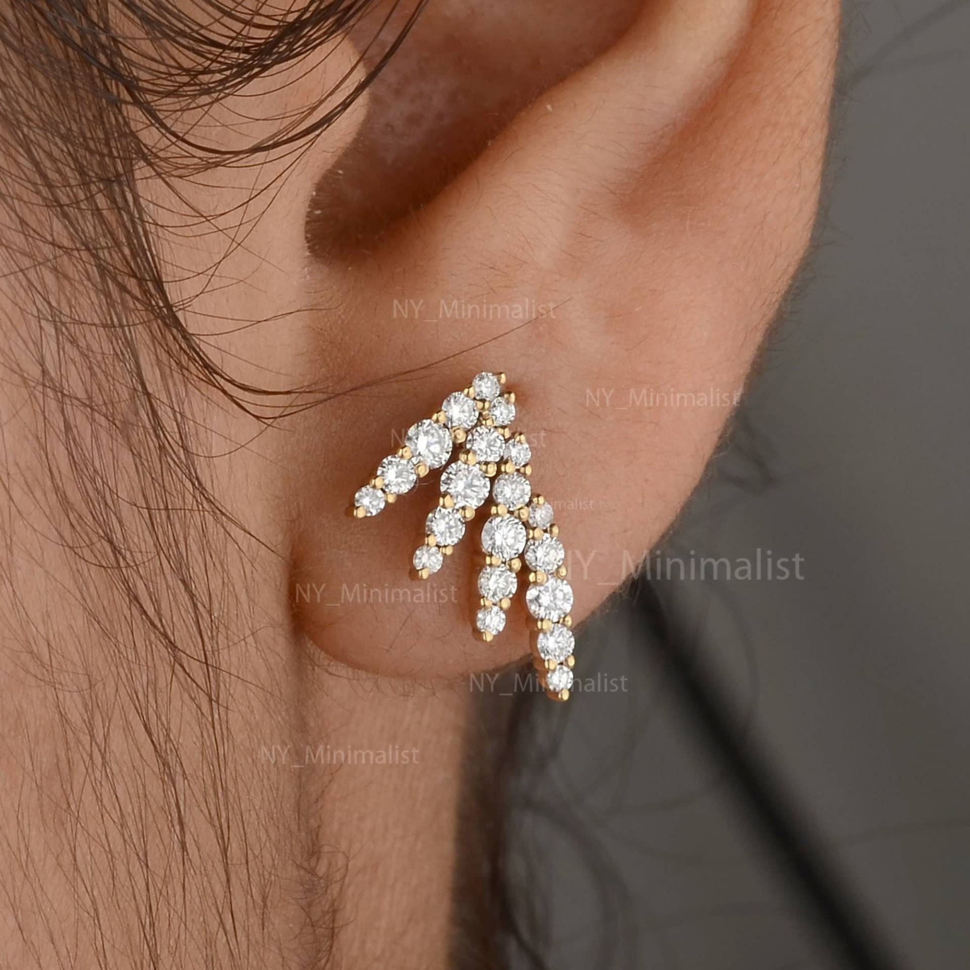 Naturdiamant Cluster Feder Ohrstecker Solid 14K Gelbgold Handgefertigte Minimalist Engel Flügel Ohrringe Beste Geburtstagsgeschenk Naturdiamant Cluster Feder Ohrstecker Solid 14K Gelbgold Handgefertigte Minimalist Engel Flügel Ohrringe Beste Geburtstagsgeschenk von nyminimalist