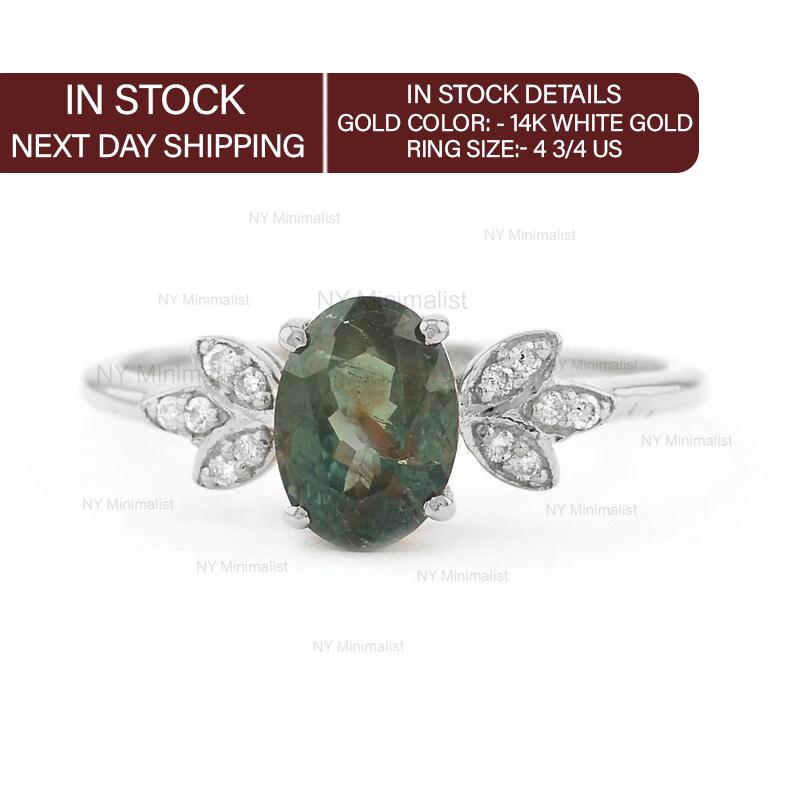 Versand Am Nächsten Tag - Echter Alexandrit Und Diamant Ring Auf Lager in Massivem 14K Weißgold Ringgröße 4 3/4 Us/Jubiläumsgeschenk Versand Am Nächsten Tag - Echter Alexandrit Und Diamant Ring Auf Lager in Massivem 14K Weißgold Ringgröße 4 3/4 Us/Jubiläumsgeschenk von nyminimalist