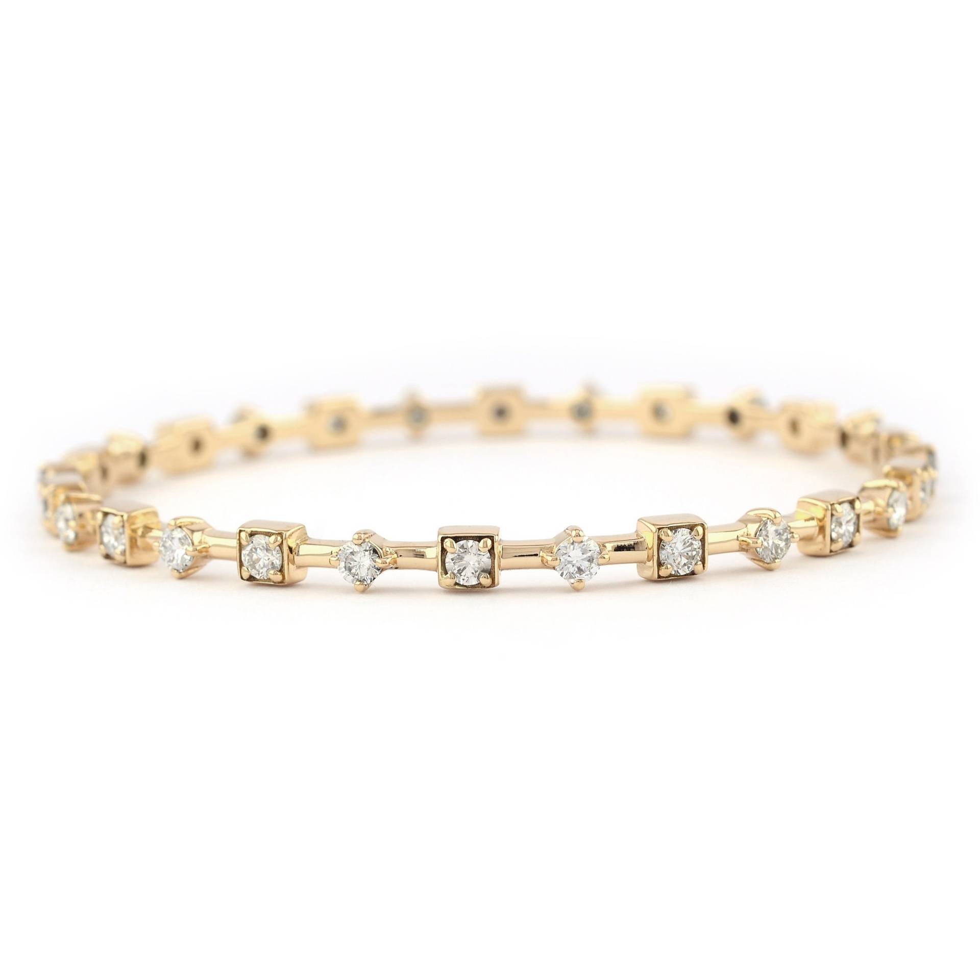 Zertifizierte Echte 2.92 Ct. Si Klarheit G H Farbe Diamant Stapelbare Armreif Armband Solid 18K Gelbgold Schmuck Brautjungfer Geschenk von nyminimalist