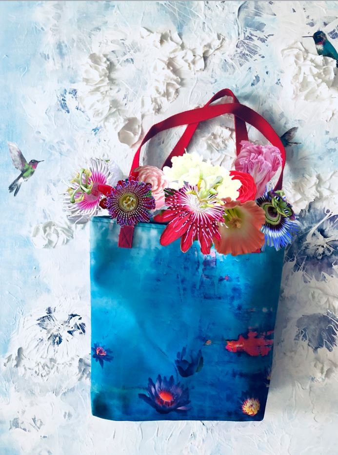 Blauer Lotus Yoga Tasche. Personalisiertes Geburtstagsgeschenk. Personalisierte Tasche Für Frauen. Wiederverwendbare Wasserdichte Tote Bag Geschenk von nymphaeastudio