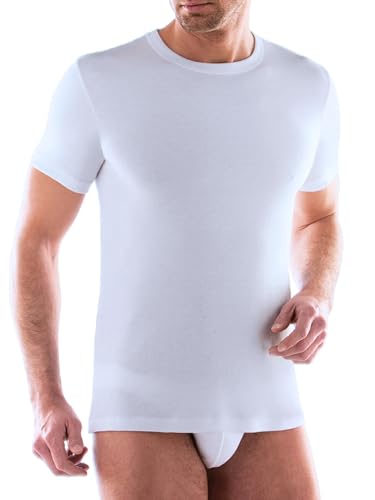 Liabel 2 Thermo-Trikots für Herren, 100 % Baumwolle, Interlock, Thermo-Baumwolle, flauschig und flauschig, Herren-Unterhemd, Baumwolle, Weiß oder Schwarz, S-XXL, Weiß - Rundhalsausschnitt, Medium von o-day