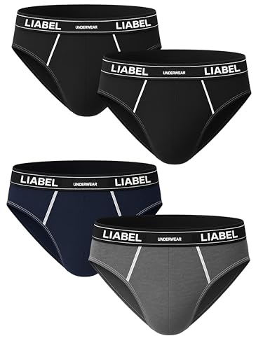 o-day Liabel 4 Slips Herren Baumwolle Weiß oder Schwarz und Unterhose Herren Pack mit verstärkten Nähten Set Herrenunterwäsche Slip mit Gummizug außen Male Underwear von o-day