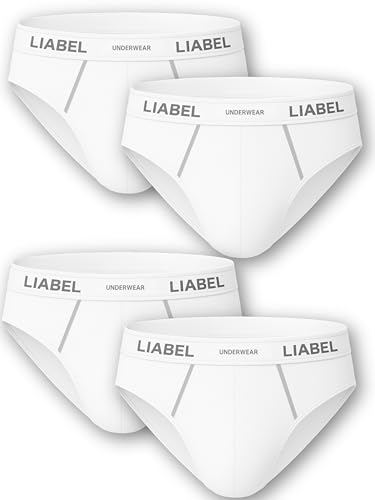 o-day Liabel 4 Slips Herren Baumwolle Weiß oder Schwarz und Unterhose Herren Pack mit verstärkten Nähten Set Herrenunterwäsche Slip mit Gummizug außen Male Underwear von o-day