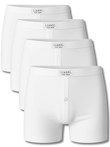 o-day Herren-Boxershorts aus elastischer Baumwolle (4er oder 6er Pack), Boxershorts aus bielastischer Baumwolle – Größen M-XXL (IT, Text, XXL, Boxer Knopf – 4 weiß) von o-day