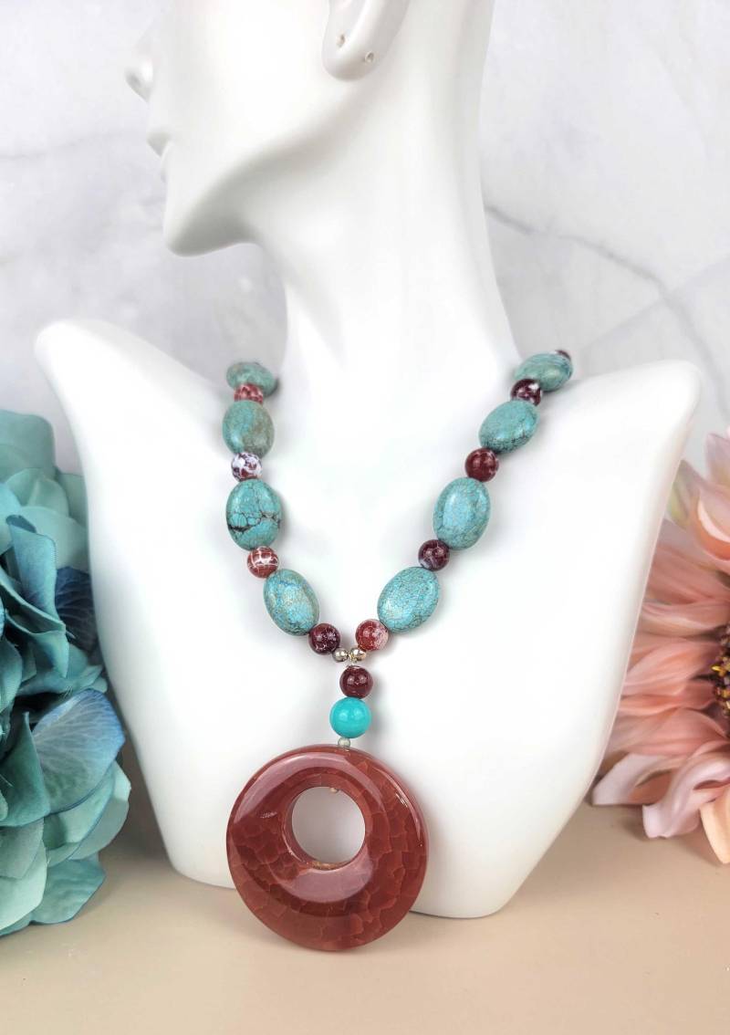 Karneol Donut Anhänger Türkis & Feuerachat Edelstein Schmuck Karneol Donut Anhänger Türkis & Feuerachat Edelstein Schmuck von o8sis