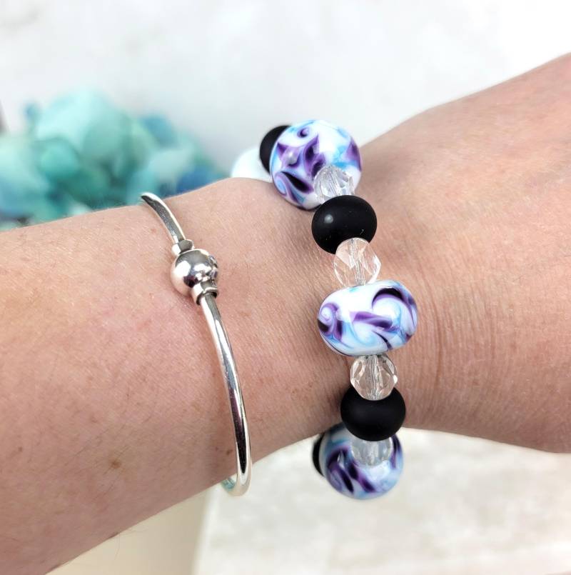 Lila Swirl Lampwork Glas Armband Handgefertigter Schmuck Aus Lila Swirl Lampwork Glas Armband Handgefertigter Schmuck Aus von o8sis
