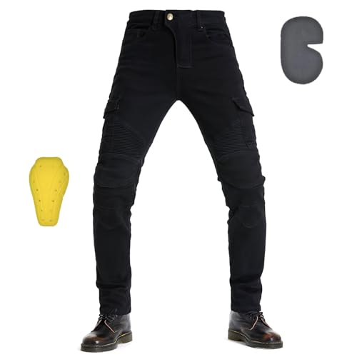 oFzimTo Motorradhose Herren mit Protektoren, Motorrad Jeans Herren, Klassisch Motorrad Hosen Herren, für Winter und Sommer Geeignet (Black,M) von oFzimTo