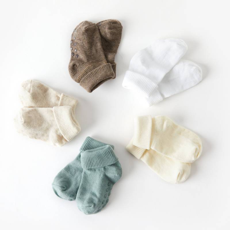 5Er-Pack Bio Babysocken Set 2/Antirutsch-Socken Neugeborene Socken Farbige von oakandpinemarket