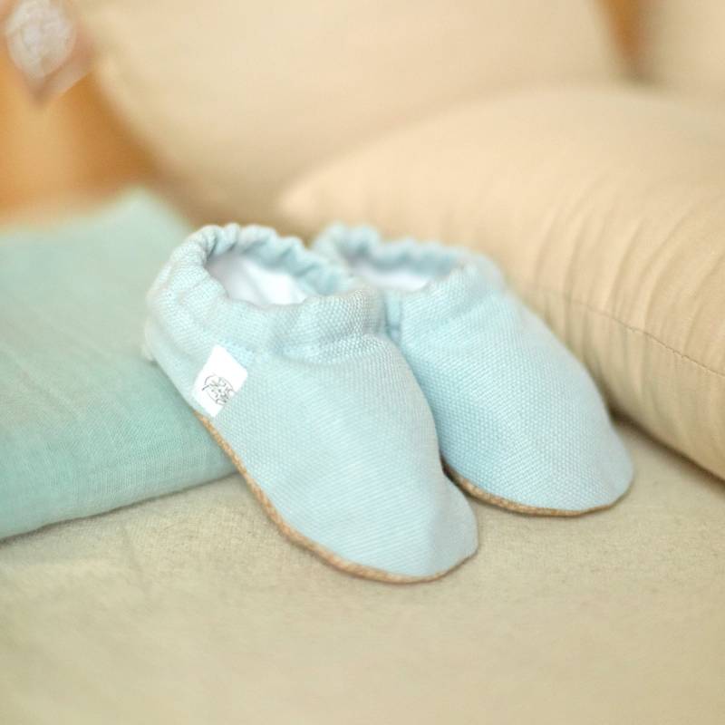 Baumwolle Krabbelschuhe Baby Blau/Lauflernschuhe Hausschuhe Vegane Babyschuhe von oakandpinemarket