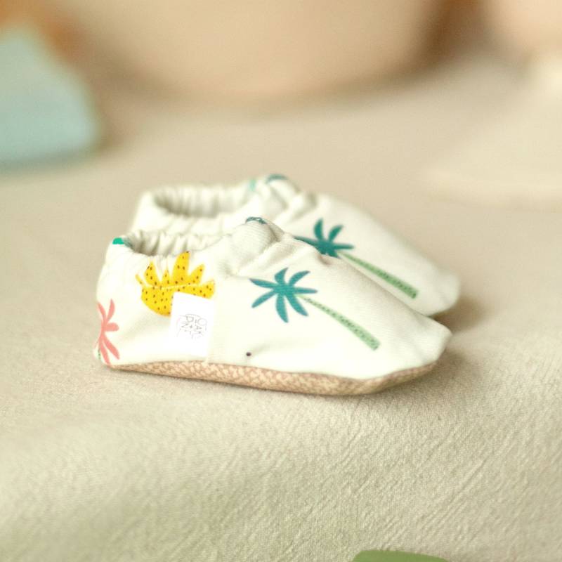 Baumwolle Krabbelschuhe Palmen/Lauflernschuhe Hausschuhe Vegane Babyschuhe von oakandpinemarket