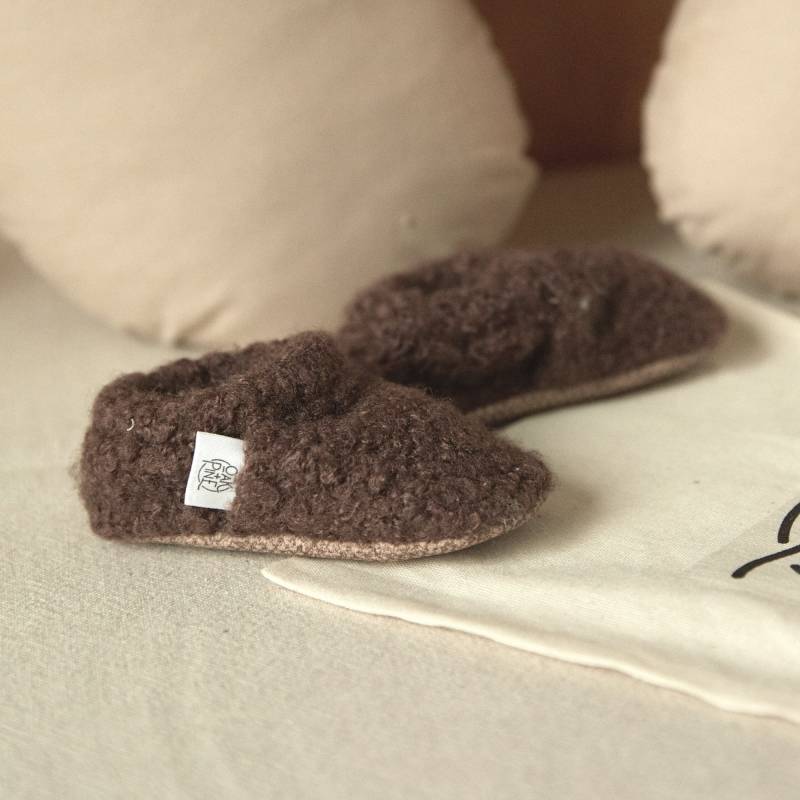 Wolle Krabbelschuhe Dunkelbraun/Lauflernschuhe Hausschuhe Vegane Babyschuhe von oakandpinemarket