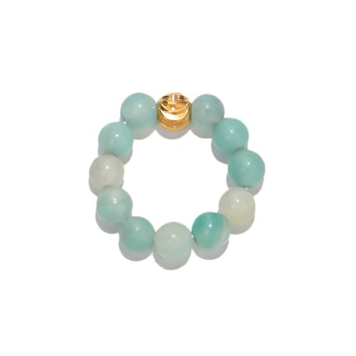 oasymala 4 mm handgefertigter Ring aus Heilsteinperlen mit elastischer dehnbarer Kordel, Einheitsgröße (Amazonit (Amazonite)) von oasymala