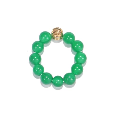 oasymala 4 mm handgefertigter Ring aus Heilsteinperlen mit elastischer dehnbarer Kordel, Einheitsgröße (Grüner Achat (Green Agate)) von oasymala